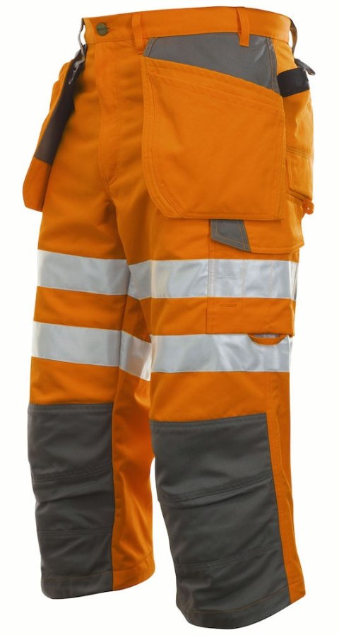 6510 SPODNIE ¾ HV KLASA 2 SPODNIE ROBOCZE ODBLASKOWE Z PASAMI PROJOB ProJob Orange -17