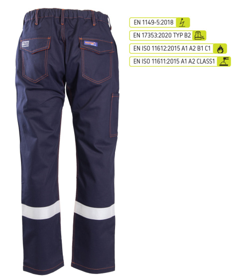 Polstar Profflam Antistatic spodnie robocze do pasa trudnopalne z pasami odblaskowymi kat.II Polstar Profflam Antistatic spodnie robocze do pasa trudnopalne z pasami odblaskowymi kat.II