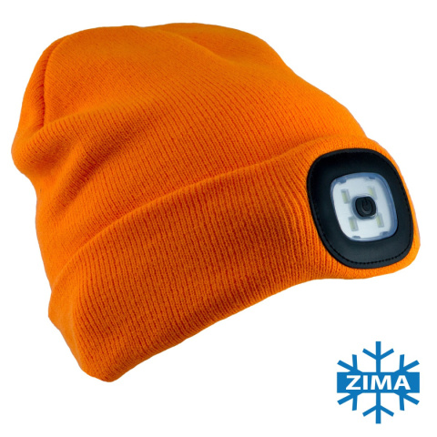 czapka robocza ocieplana z latarką 7091 Urgent pomarańczowa czapka robocza ocieplana z latarką 7091 Urgent pomarańczowa