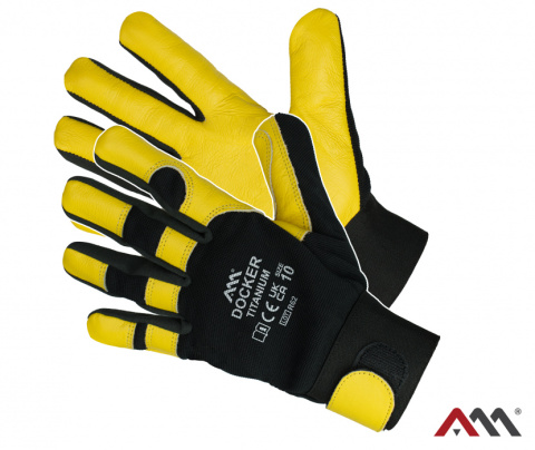 rękawice robocze wzmacniane skórą licową DOCKER TITANIUM kat.I Art.Master rękawice robocze wzmacniane skórą licową DOCKER TITANIUM kat.I Art.Master