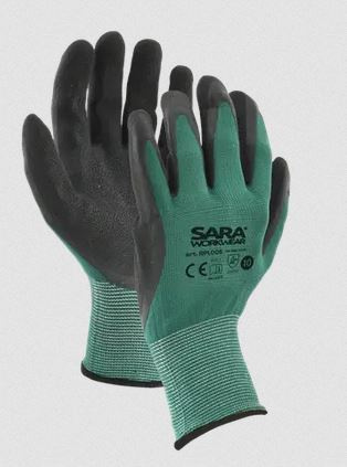 rękawice robocze powlekane lateksem RPL008 Polygreen Sara Workwear rękawice robocze powlekane lateksem RPL008 Polygreen Sara Workwear
