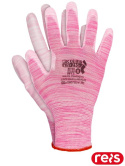 rękawice robocze powlekane poliuretanem ZIG Reis różowo-białe rękawice robocze powlekane poliuretanem ZIG Reis różowo-białe