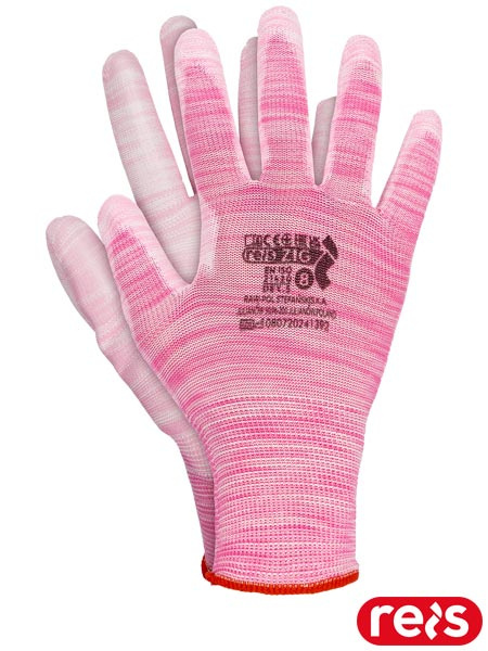 rękawice robocze powlekane poliuretanem ZIG Reis różowo-białe rękawice robocze powlekane poliuretanem ZIG Reis różowo-białe