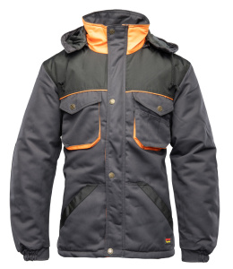 Kurtka robocza ocieplana brixton-practical szaro-pomarańczowa z kapturem budowlana