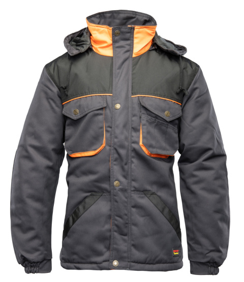 Kurtka robocza ocieplana brixton-practical szaro-pomarańczowa z kapturem budowlana Kurtka robocza ocieplana brixton-practical szaro-pomarańczowa z kapturem budowlana