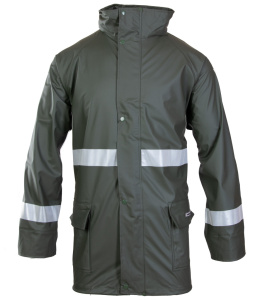 kurtka robocza przeciwdeszczowa z pasami odblaskowymi Grosvenor PU Polstar zielona