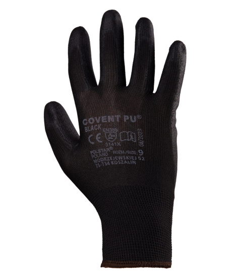 rękawice robocze powlekane poliuretanem Covent Pu Czerń kat. II Polstar rękawice robocze powlekane poliuretanem Covent Pu Czerń kat. II Polstar