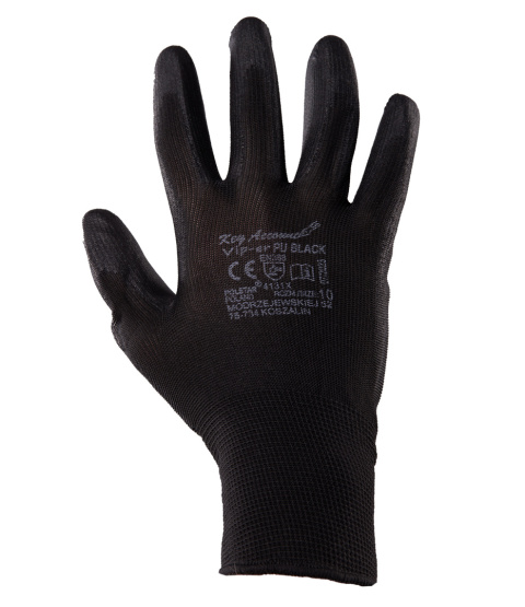 rękawice robocze powlekane poliuretanem KEY ACCOUNT VIP-ER PU BLACK kat. II Polstar rękawice robocze powlekane poliuretanem KEY ACCOUNT VIP-ER PU BLACK kat. II Polstar