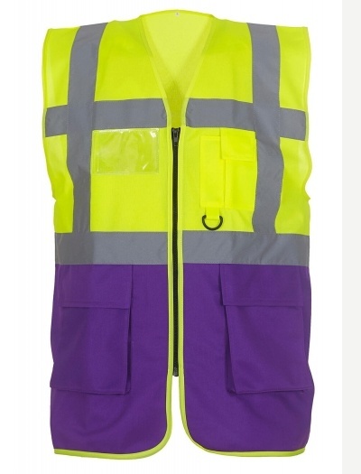 KAMIZELKA ROBOCZA OSTRZEGAWCZA FLUO HVW801 FALK&ROSS żółto-fioletowa