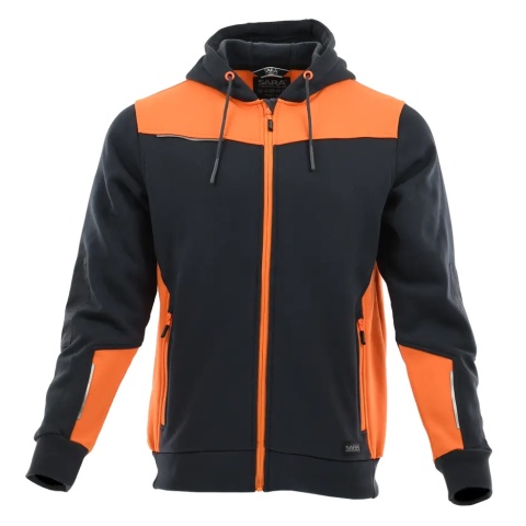 BLUZA ROBOCZA DRESOWA ROZPINANA COMFORT PLUS SARA WORKWEAR czarno-pomarańczowa