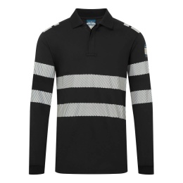 koszulka robocza polo trudnopalna z długim rękawem PW3 Modaflame Knit FR733 Portwest czarna
