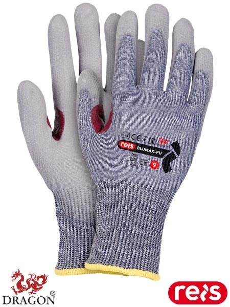 Reis BLUEMAX-PU rękawice robocze antyprzecięciowe powlekane poliuretanem