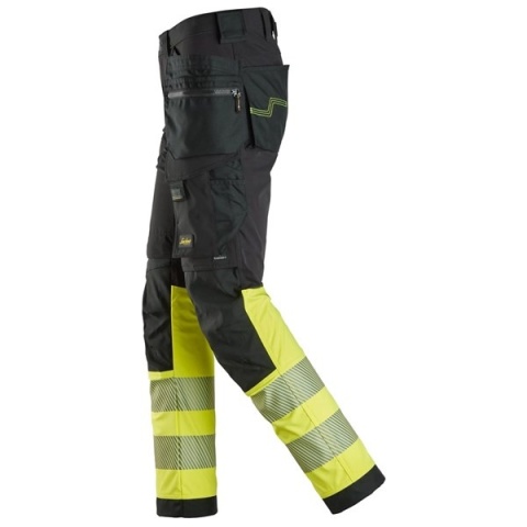 Spodnie robocze do pasa odblaskowe Stretch 6231 Snickers workwear żółte