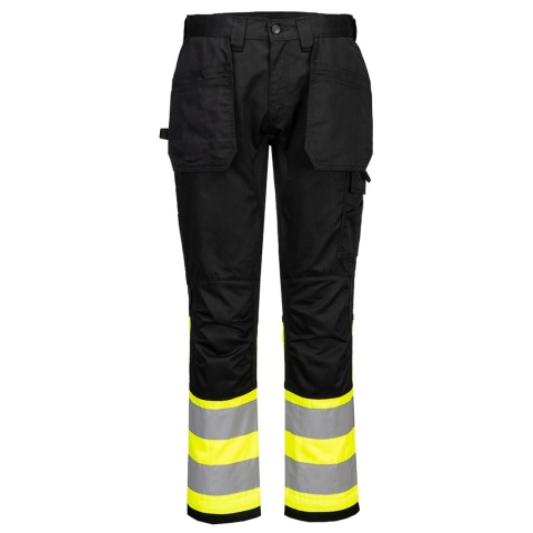 spodnie robocze do pasa ostrzegawcze WX2 Eco Hi-Vis z kaburą, klasa 1 CD858 Portwest żółto-czarne