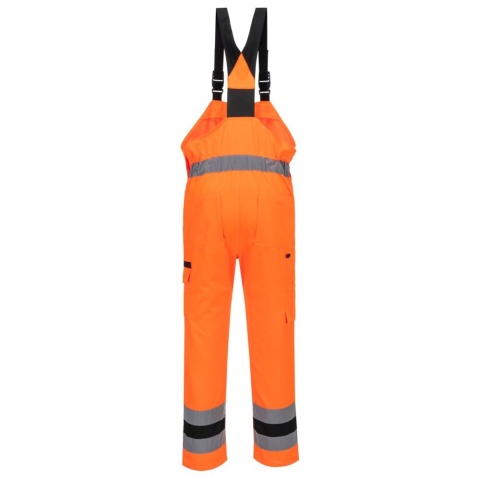 Portwest CD852 spodnie robocze ogrodniczki ostrzegawcze WX2 Eco Stretch pomarańczowo-czarne