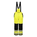 spodnie robocze ogrodniczki zimowe trudnopalne i ostrzegawcze PW3 Modaflame Rain FR426 Portwest żółto-czarne
