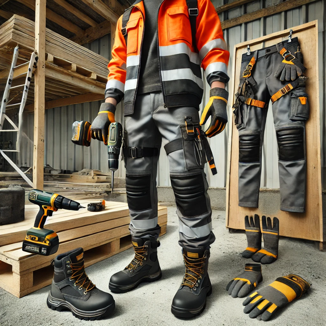 Kompletny zestaw odzieży roboczej dla monterów w sklepie BHP – bluza, spodnie, buty, dodatki