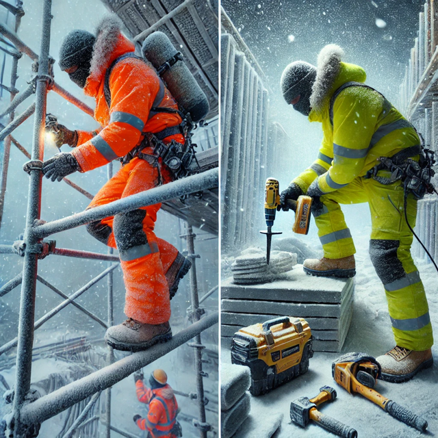 Portwest Winter Protection for Construction Supervisors: DX460 Jacket, C387 Action Trousers and B029 LED Beanie for Safety and Visibility