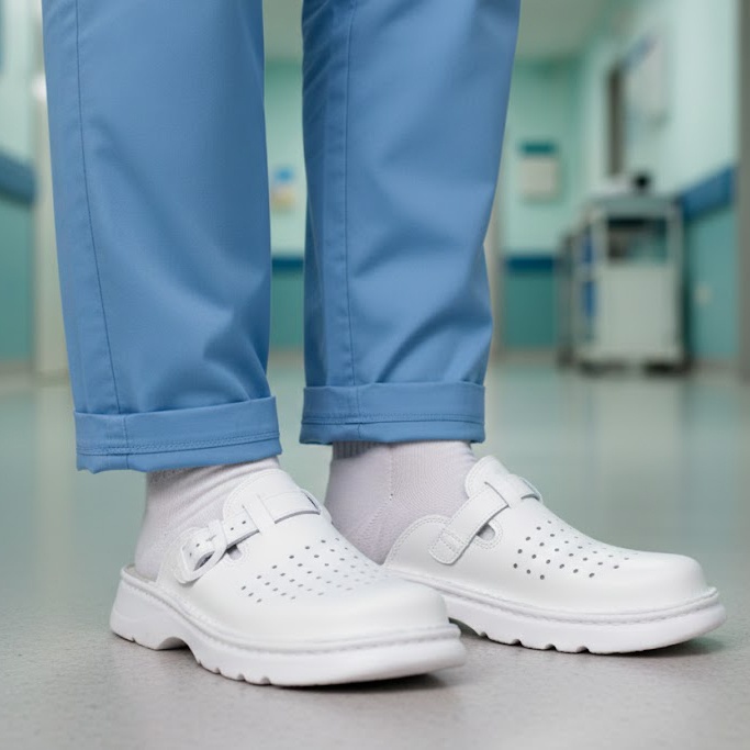 Julex 4104 białe – saboty medyczne unisex dla laboratoriów i klinik diagnostycznych