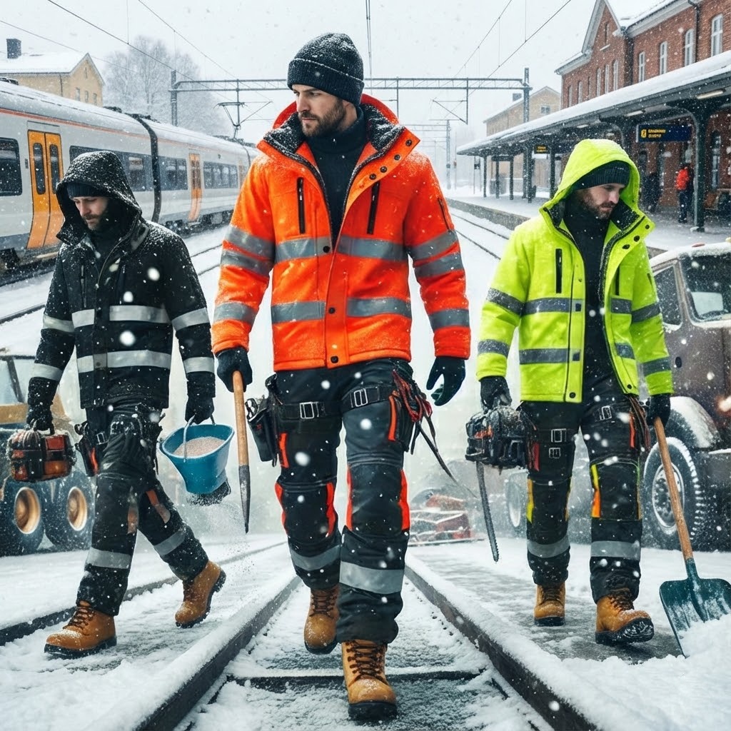 Mid-Range Insulated Workwear for Railway Station & Ground Staff – Reliable Winter Protection for Passenger Operations